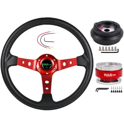14" Steering Wheel+Quick Release+Adapter 190H For 86-91 CRX EF for Integra 90-93 Foto 1 de 4