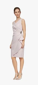 Alex Evenings Women's Slimming Short Ruched Cocktail Dress with Ruffle Size 10 - Picture 1 of 11