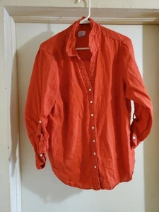 Camicia donna Sigrid Olsen 100% lino arancione con bottoni taglia 1X - Foto 1 di 20