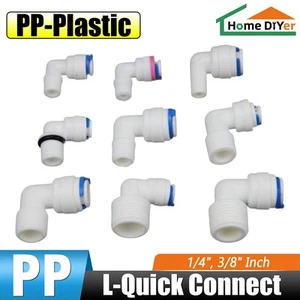 1/4", 3/8" Quick Connector Push-Fit 90° Elbow Water Filter Connect Male Thread - Picture 1 of 6