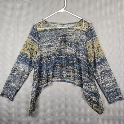 Top Kozan Malla Lluvia Mila Topper Colorido Abstracto Mordedura de Tiburón Manga Larga M NUEVO Foto 1 de 4