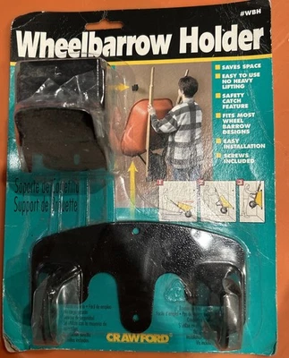 Soporte para carretilla Crawford de metal negro montado en la pared hasta 80 libras nuevo paquete Foto 1 de 2