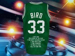 LARRY BIRD AUTOGRAPHED CUSTOM BOSTON CELTICS GREEN STAT JERSEY COA PSA - Picture 1 of 3
