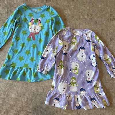 Carter’s Niñas Camisones Franela Ropa de Dormir Pijamas Lote de 2 Niñas Talla Pequeña Foto 1 de 4