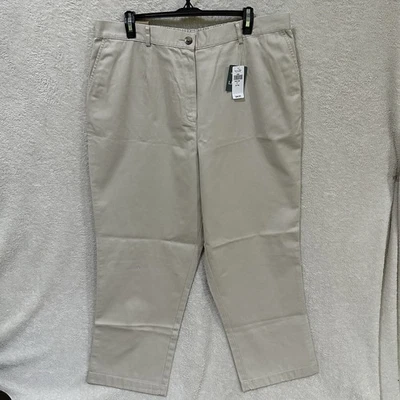 NWT LL Bean Original Fit Pull On Khaki Size 20 Petite Elastic Waist Pant 299964 - Image 1 of 4