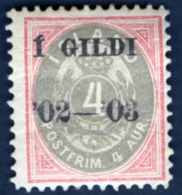 Iceland 1902 GILDI Overprint Scott # 51 4a, VF MH  - Image 1 of 2