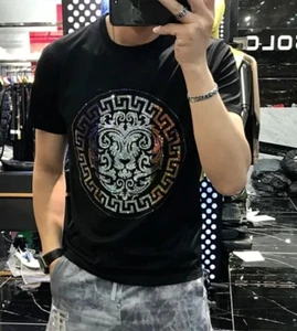 Nueva Camiseta Hombre Lujo Diamantes Estrás Moda Diamante Alta Calidad - Imagen 1 de 16
