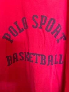 Rare Vintage Men's Polo Sport RL 90s Basketball Spellout Red T Shirt Sz XL - Picture 1 of 5