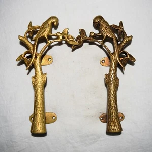 Tree Parrot Bird Shaped Door Handle Brass Golden Finish Lounge Bar Door Dec UR61 - Picture 1 of 4