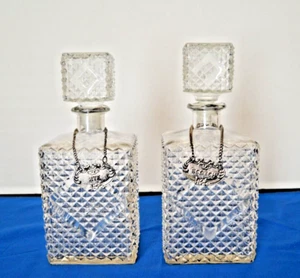 Vintage Crystal Rye/ Scotch Decanters w Tags, - Picture 1 of 4