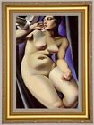 Handbemaltes Ölgemälde Reproduktion von Tamara de Lempicka Mädchen auf Leinwand 36"