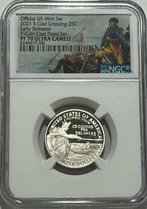 2021 S NGC PF70 ER Ultra Cameo Washington Crossing The Delaware Quarter 25c Clad - Bild 1 von 3