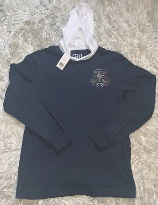 Rock Revival Men’s White Navy Long Sleeve Hoodie Tee Size Large New - Image 1 of 4