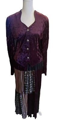 Vintage Circle T By Marilyn Lenox Western Ranch rodeo Velvet Purple Patchwork M - Image 1 of 4