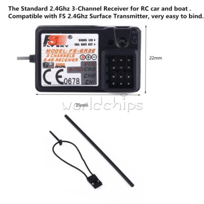 Flysky FS-GR3E 2.4G 3CH 3 Kanal Empfänger GT3B GR3C für RC Auto LKW ausfallsicher - Bild 1 von 4