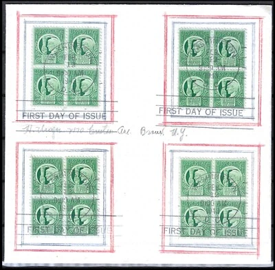 WW2 UNITED STATES  FDC 1943 WITH 4 BLOCKS OF 4 RARE UNIQUE PATRIOTIC SCOTT #908 - Image 1 of 2