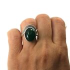 Green Agate Solitaire Ring Hand-Crafted of Sterling Silver .925 TPJ