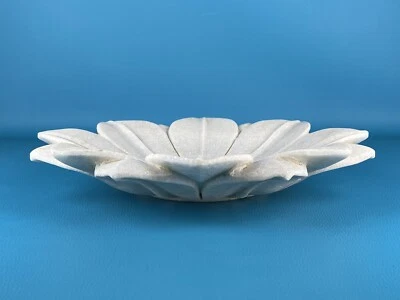 Massiccio Vaso Centrotavola A Fiore In Pietra Marmo 39cm Porta Frutta Petali - Immagine 1 di 4