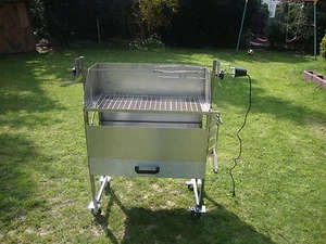 Profi Edelstahlgrill Mit Drehspies ,Holzkohlegrill, Ein für Alles , EXTRAGROSS - Bild 1 von 11