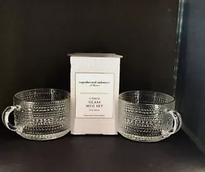 CUPCAKES AND CASHMERE EMBOSSED RIDGES CLEAR COFFEE MUGS 2 EACH - Picture 1 of 9