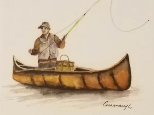 Ser di 4 Sottobicchieri Drink Bar - Uomo che pesca in canoa - Foto 1 di 5