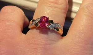 18 ct. Yellow Gold Ceylon Padparadscha Colour Sapphire Ring R. 4.70 grams gold. - Picture 1 of 8