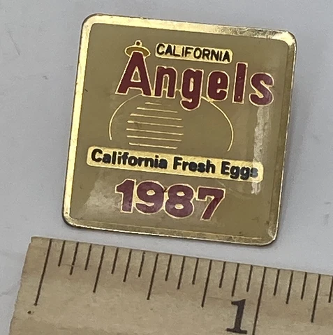 California Angels Lapel Hat Jacket Pin 1987 California Fresh Eggs Vintage Cover