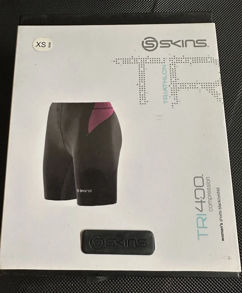 SKINS Tri 400 Women's Shorts, Black/Orchid, Size XS, New - Image 1 of 2