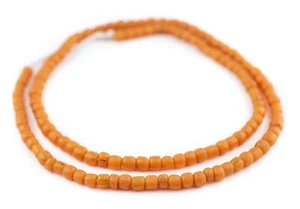 Orange Java Glass Beads 5mm Indonesia Cylinder 24 Inch Strand - Picture 1 of 1