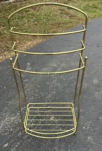 Vintage Hollywood Regency Heavy Brass Freestanding Floor Towel Rack Shelf 34.5” - Picture 1 of 7