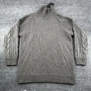 Naadam Cable Knit Sweater Womens Large Wool Cashmere Turtleneck Heathered Gray - Picture 1 of 11