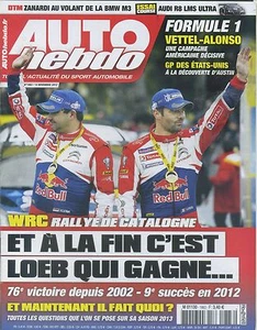 AUTO HEBDO n°1883 du 14 NOVEMBRE 2012 WRC CATALOGNE AUDI R8 LMS ULTRA - Foto 1 di 1