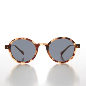 Tortoise Small Round Unisex Spectacle Sunglass Gray Lens - Devin - Picture 1 of 3