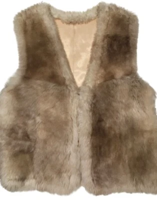 Chaleco de Piel De Colección Frente Abierto Unisex Boho Rancho Ropa Vaquera Vaquero Esquí Invierno Foto 1 de 4