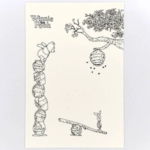 Winnie the Pooh Postcard Piglet Disney Japan Coloring Page Hunny Honey Beehive - Picture 1 of 2