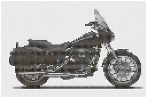 Cross Stitch Pattern  by Florashell -  Harley Davidson FXDXT  Motorbike - Picture 1 of 1