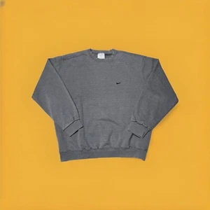 VTG Nike Sweatshirt Mens Large Grey Crew Neck Mini Check Logo Y2K USA Silver Tag - Picture 1 of 10