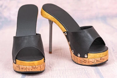 Hochwertige handgefertigte High-Heels, echte Holzsohle, echtes Leder, Steel Heel - Bild 1 von 4