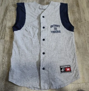 Vintage Y2K Logo Athletic Detroit Tigers Gray Sleeveless Jersey Size M - Picture 1 of 12