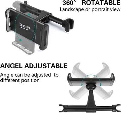 Car Headrest Mount for Tablets and Phones, Fully Adjustable Bracket - Image 1 of 4