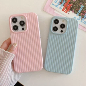 Candy Color Fashion Stripe Phone Case Soft Cover For iPhone 16 15 14 13 Pro Max - Picture 1 of 22