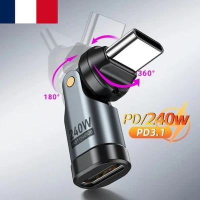 240W USB C adaptateur OTG Type C mâle-femelle Charge rapide iPhone16 MacBook PC - Photo 1/4