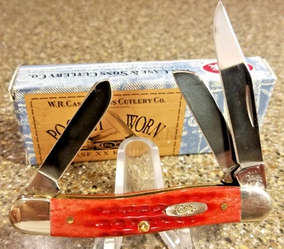 Case XX, 6318 SS, Stockman Red Jigged Bone, 3-5/8", 3-Blades, NEW, Vintage 2003 - Image 1 of 4