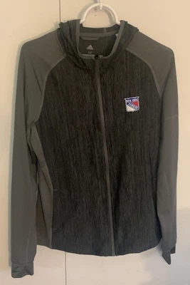 New York Rangers Hooded Jacket Mens Medium NHL Hockey Adidas Climalite Full Zip - Image 1 of 4