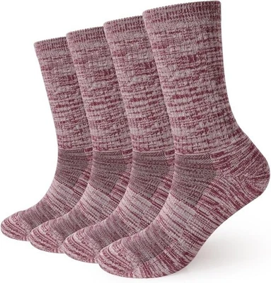 🆕 EnerWear 4 Pack Merino Wool Outdoor Hiking Trail Crew Sock Color: Wine - Image 1 of 3