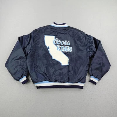 Vintage Coors Jacket Mens XL Blue Satin Bomber Windbreaker Swingster Beer Coat - Image 1 of 4