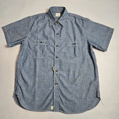 ORSLOW SHORT SLEEVE BLUE CHAMBRAY MEN'S COTTON WORK SHIRT MADE IN JAPAN - Image 1 of 4
