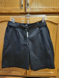 NWT Black High Rise Dressy Shorts w/Belt By Karen Scott Sz 8. Inseam 9" - Picture 1 of 10