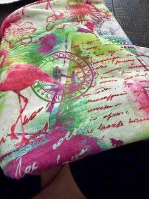 Coral Bay Woman Tee Shirt Size 1X Colorful Tropical Flamingo Rhinestone Shirt - Image 1 of 4