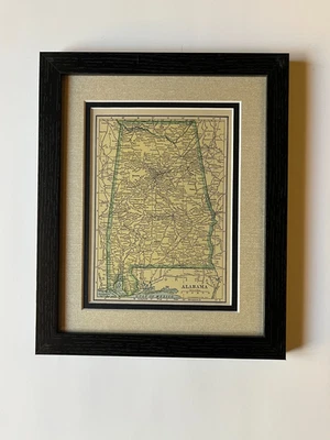 1927 Alabama State Map, Frame/Matted from 1927 World Atlas SEE DESCRIPTION - Image 1 of 3